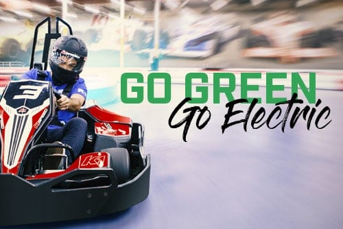 Featured image for blog post about electric vs gas karts features go kart and text
