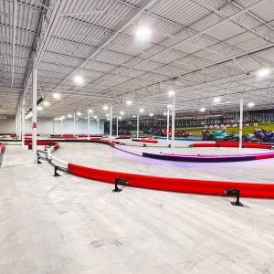 the indoor karting track at k1 speed rogers