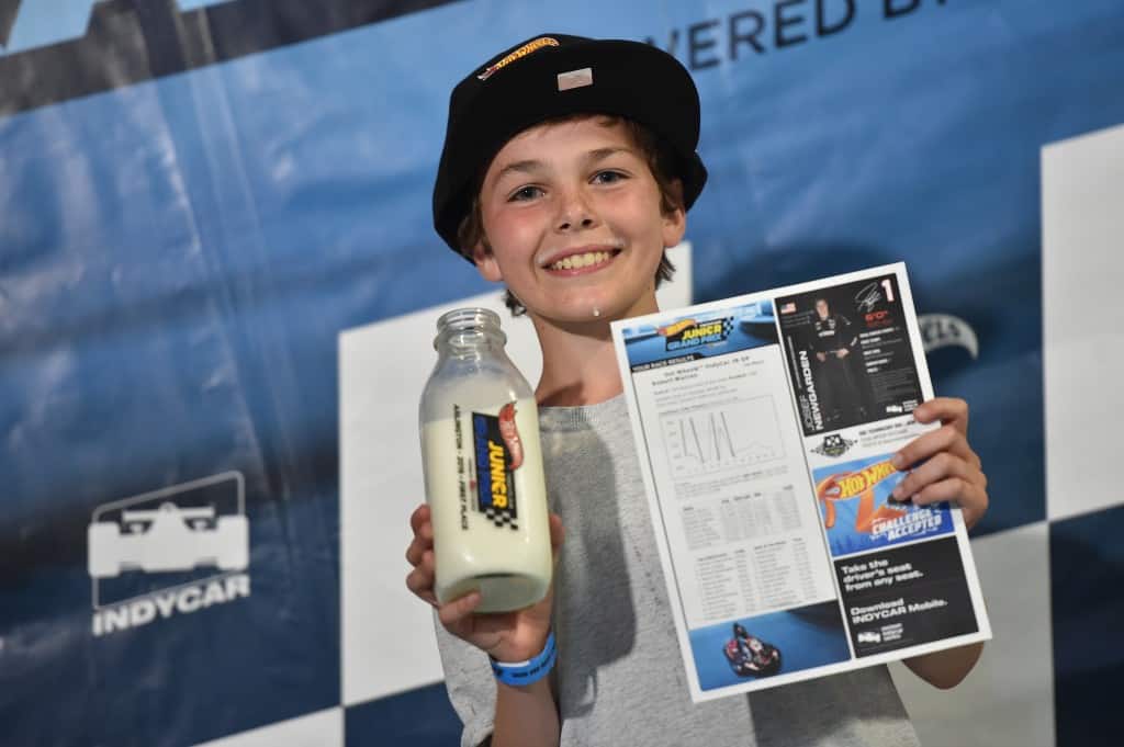 Robby Warren celebrates hot wheels indycar junior grand prix win in arlington