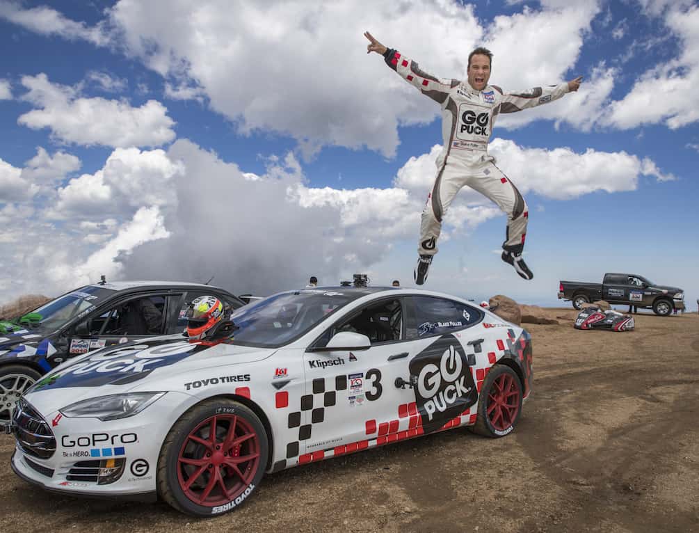 blake fuller go puck tesla pikes peak celebration shot