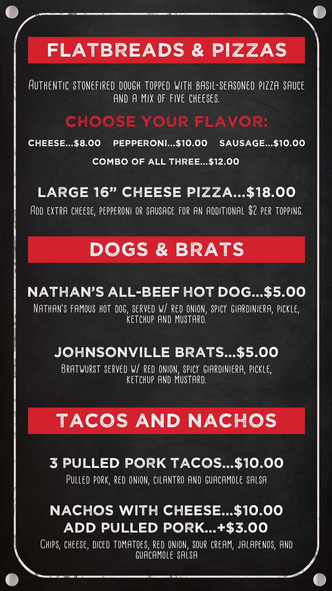 K1 Speed Paddock Lounge Menu Panel 1