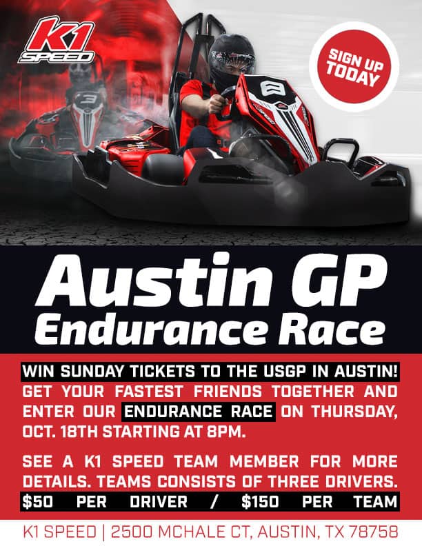 K1 Speed Austin Endurance Race USGP flyer