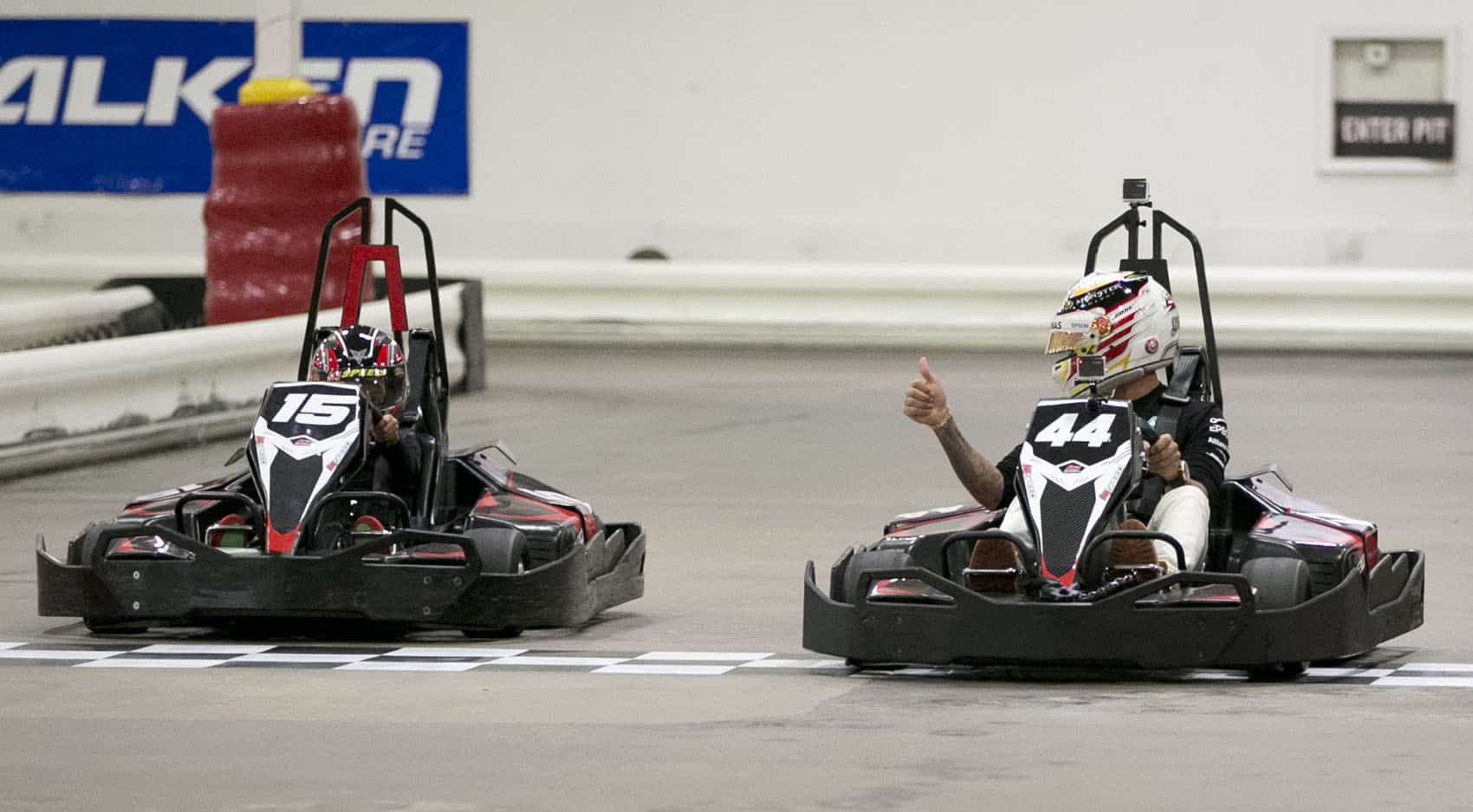 Lewis Hamilton racing at K1 Speed in Austin