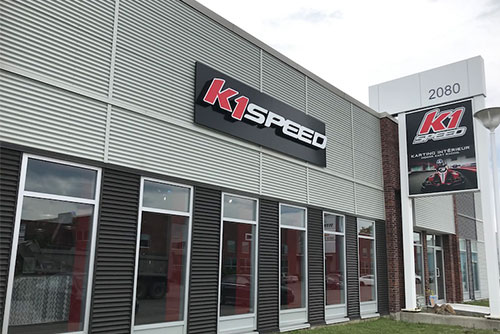 exterior shot of k1 speed montreal for the featured image for the blog