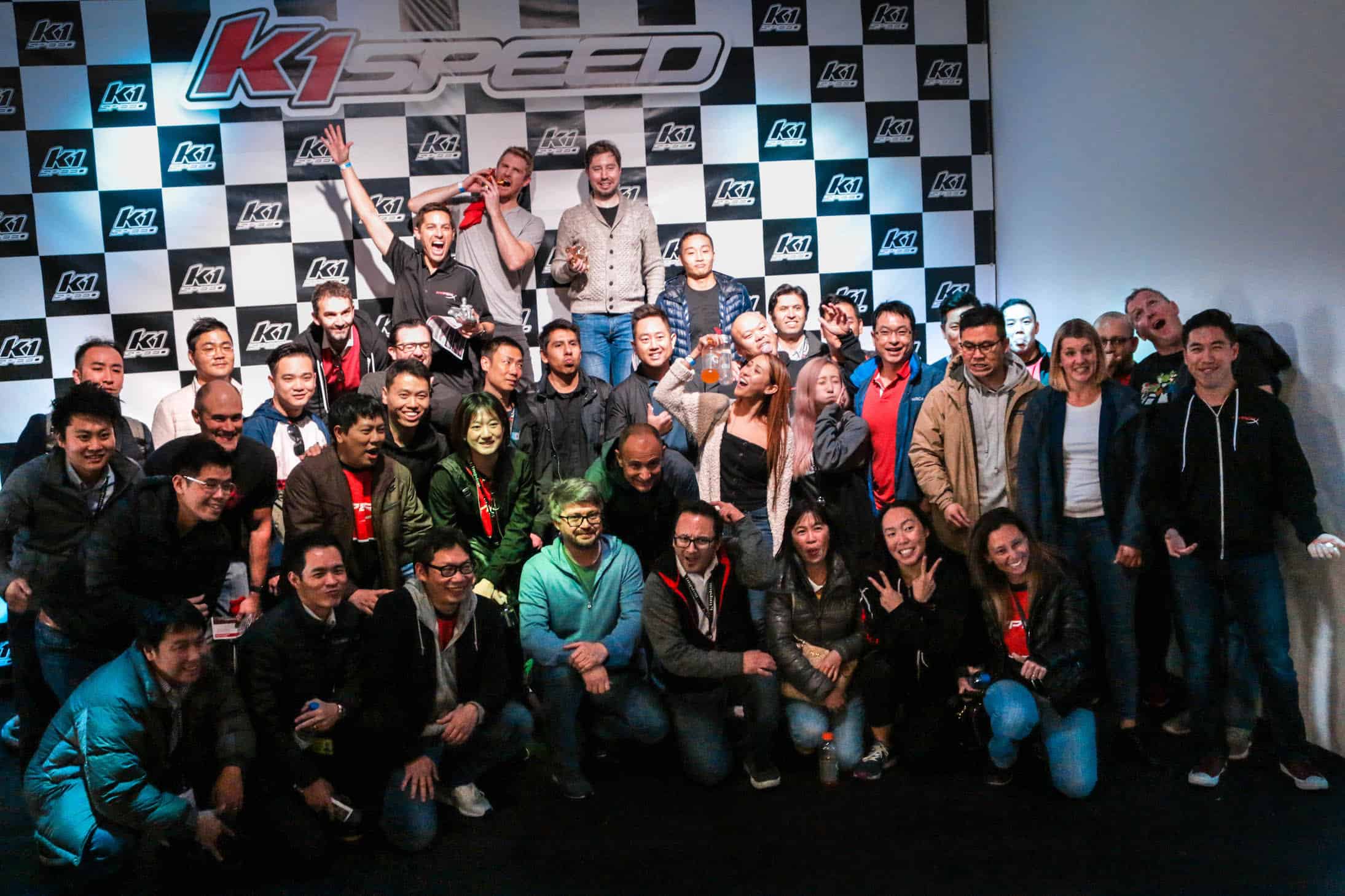 group of employees enjoying an employee appreciation day event at k1 speed
