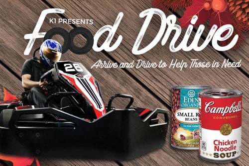 featured image for food drive with kart and cans