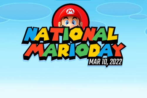national mario day font with image of mario