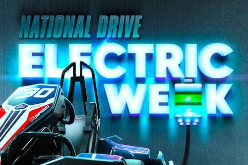 drive electric week graphic with go kart and text