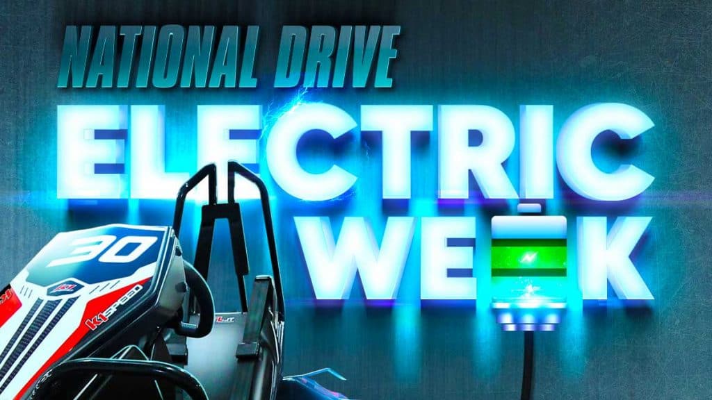national drive electric week graphic with go kart and text