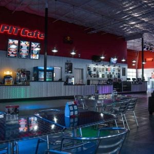 front counter and pit cafe inside k1 speed dallas