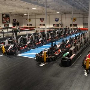 go karts sit in the pits at k1 speed dublin