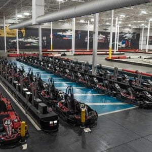 go karts in the pits at k1 speed indy