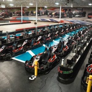 go karts line up in the pits at k1 speed san antonio