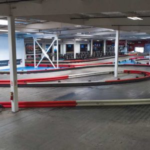 a shot from the back of the indoor track at k1 speed san diego