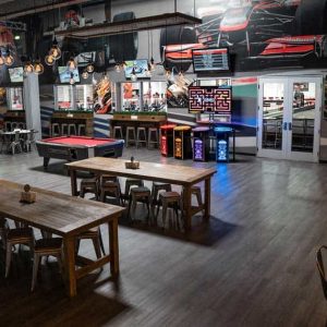 another shot of the paddock lounge area inside K1 Speed San Francisco