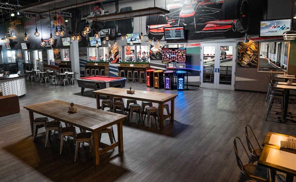 another shot of the paddock lounge area inside K1 Speed San Francisco