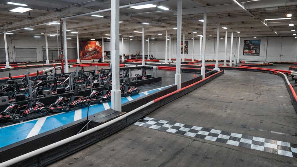 A shot of the indoor kart track at K1 Speed San Francisco