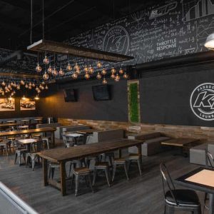 The eating area of the Paddock Lounge at K1 Speed Torrance