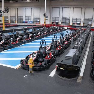 more go karts line up in another pit section at k1 speed ontario