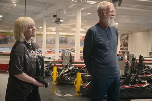 David Letterman and Billie Eilish at K1 Speed