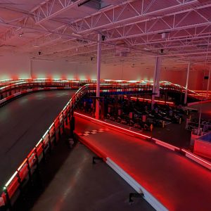 the led-illuminated 2-story track inside k1 speed boise