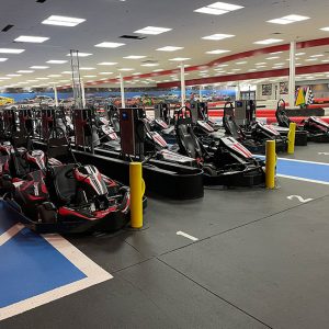 rows of go karts inside k1 speed clovis