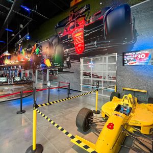 a vintage indycar on display at k1 speed boise