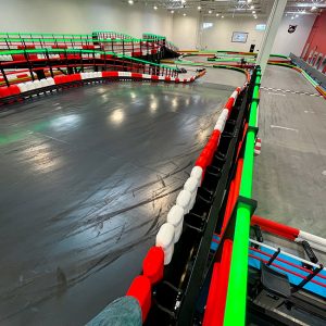 an elevated, led-light illuminated track at k1 speed boise