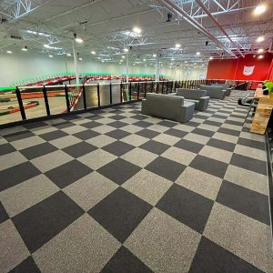 the mezzanine overlooking the track inside k1 speed boise