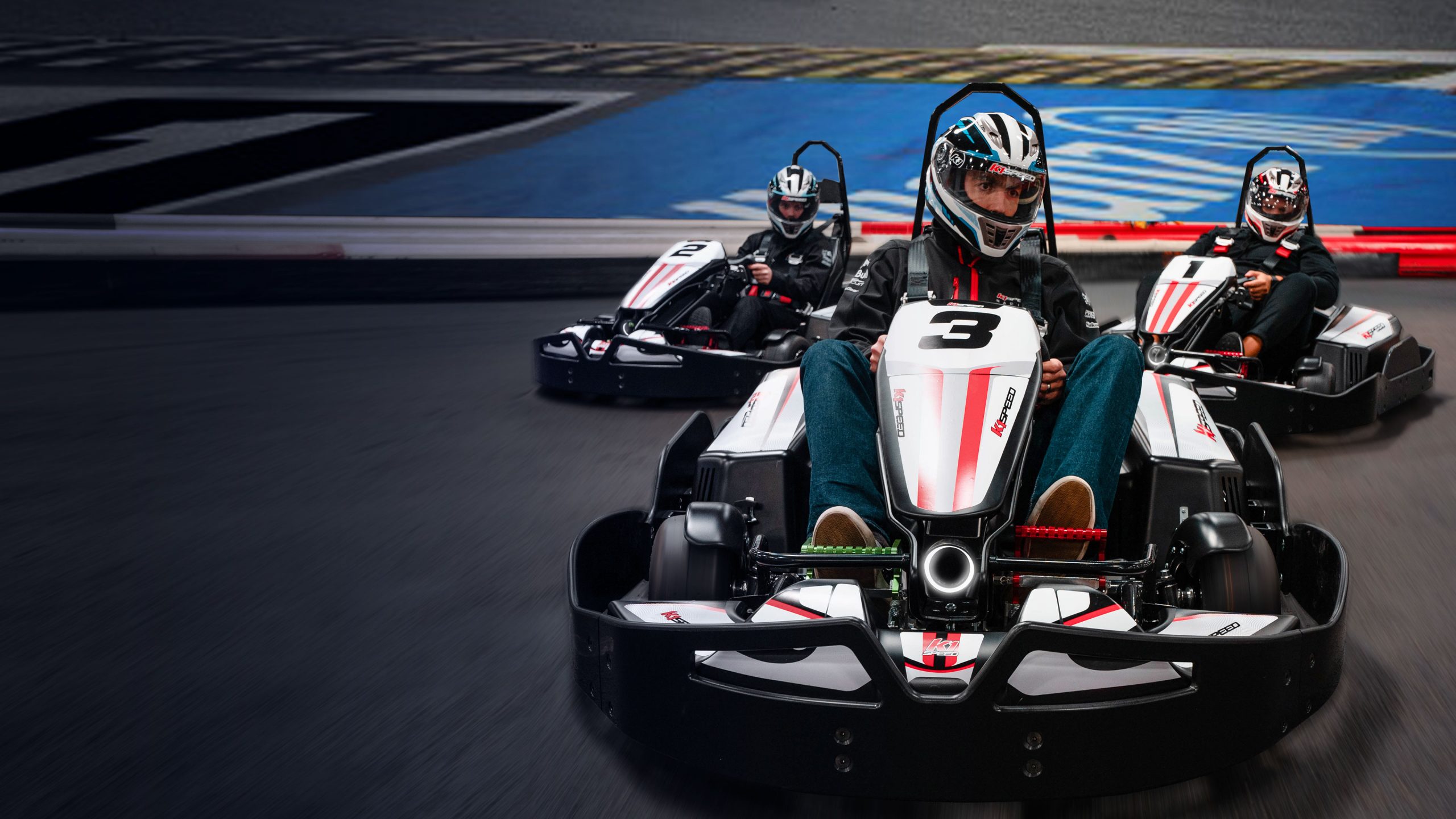 3 karts on track