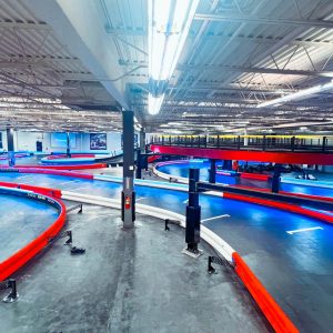 another shot of the indoor elevated go kart track at k1 speed daytona