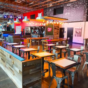 the dining area inside the paddock lounge at k1 speed las vegas