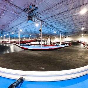 A left hand tuaThe banked corner at K1 Speed Caguasrn at K1 Speed Caguas