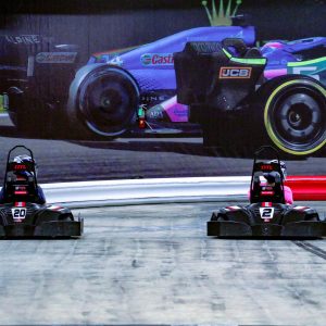 two go karts on the track at k1 speed new orleans