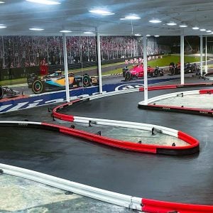 a shot of the indoor go kart track at k1 speed new orleans