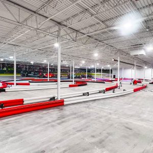 the indoor karting track at k1 speed rogers