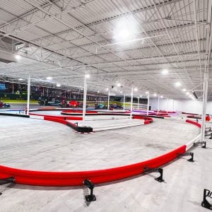 the indoor karting track at k1 speed rogers