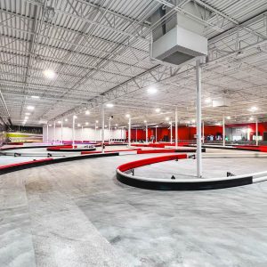 the indoor karting track at k1 speed rogers