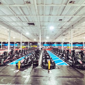 go karts lined up in the pits at k1 speed phoenix