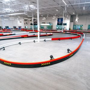 another section of indoor track at k1 speed chula vista looking towards the lobby