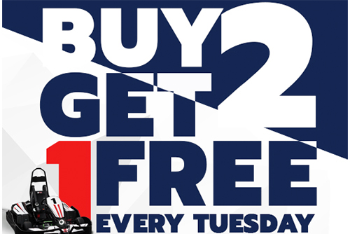buy 2 get 1 free graphic with text and karts