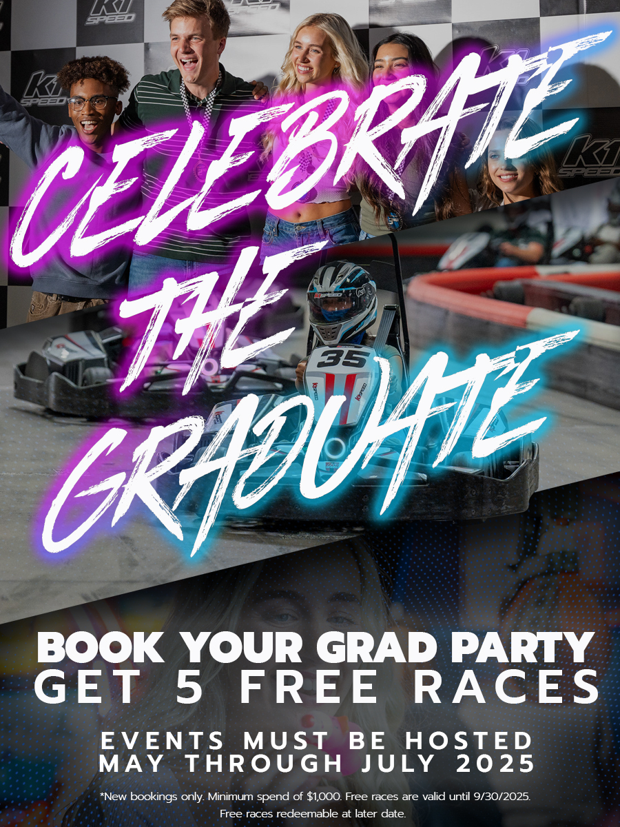 Enjoy 5 free races when you host your Grad Party at K1 Speed