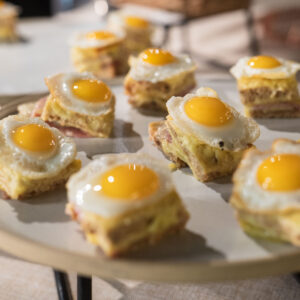 egg breakfast bites sit on a plate at k1 speed canary wharf