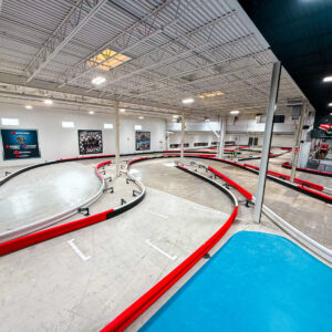 the indoor go-kart track at k1 speed the woodlands