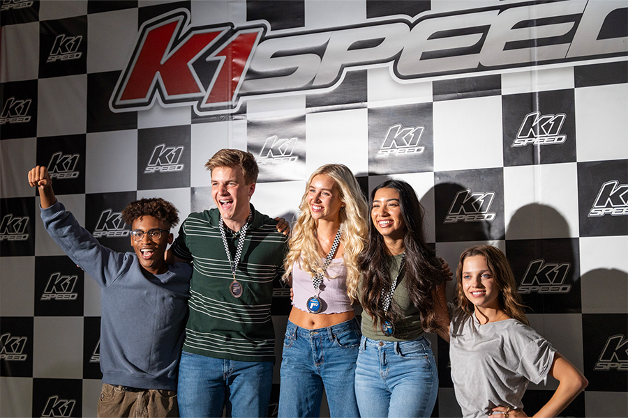 teens celebrating a birthday party at k1 speed