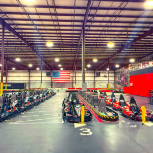 Pit lane with go-karts at K1 Speed Birmingham