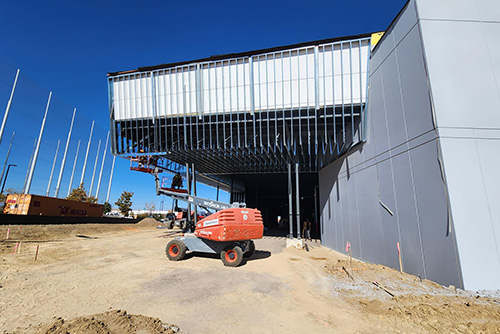 Contruction on the main front entrance of K1 Speed Thornton