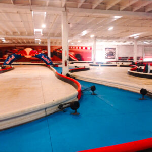 The indoor go-kart track at K1 Speed in Fort Lauderdale, FL.