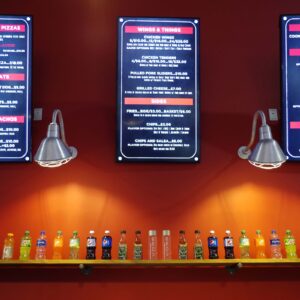 The menu offerings at K1 Speed Portland's Paddock Lounge