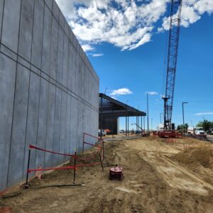 A newly constructed side of the building at K1 Speed Thornton.